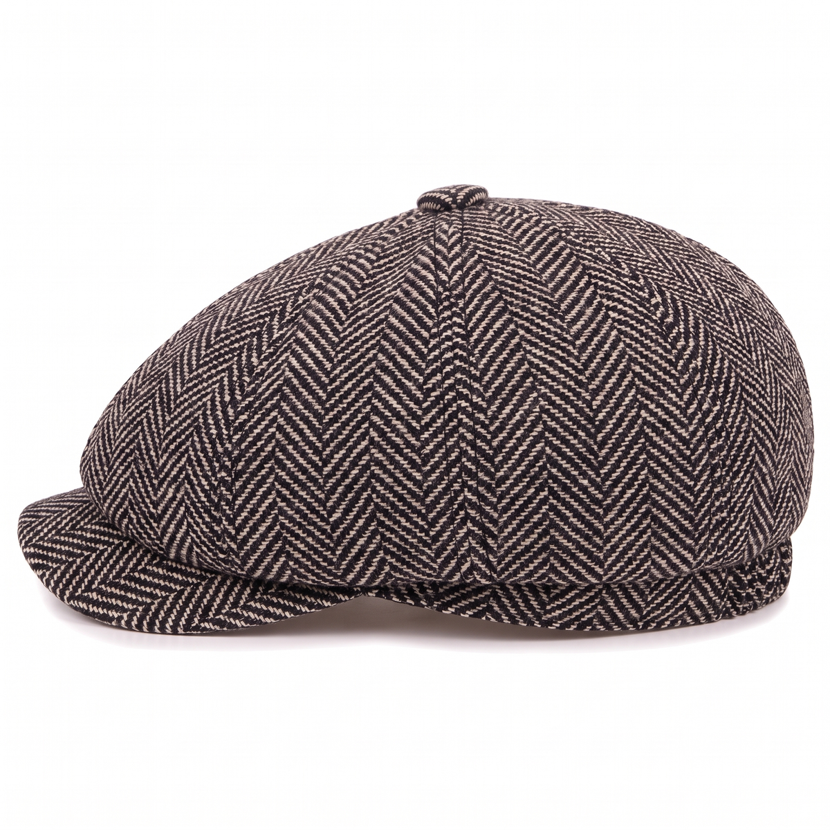 Herringbone newsboy cap in a wool blend — WOODBRIDGE