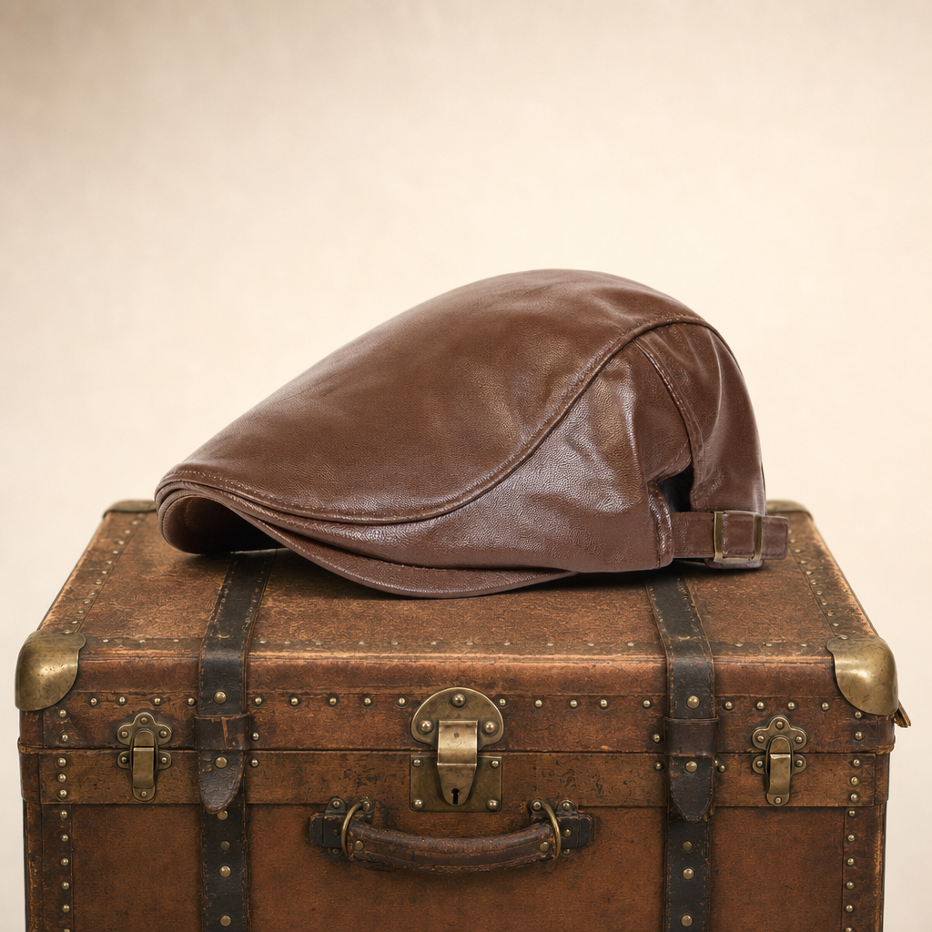 Driver cap in leather — FAKENHAM