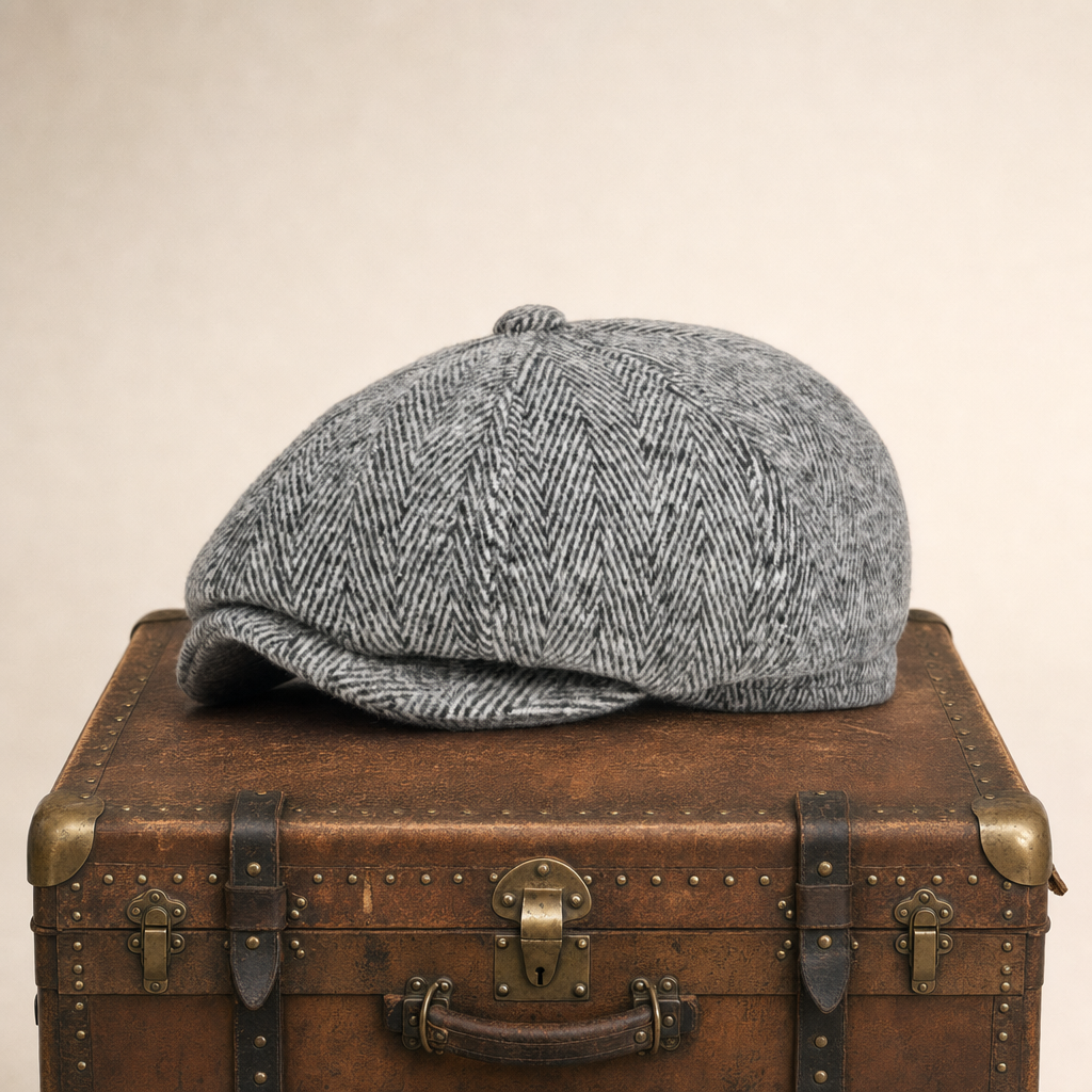 Herringbone driver cap with ear flaps in wool — HALESWORTH