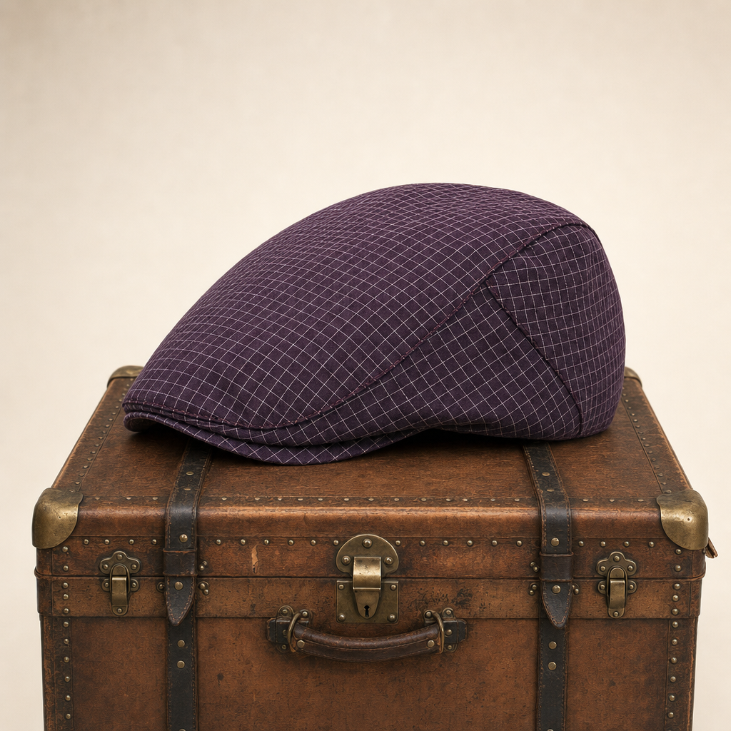 Windowpane flat cap in cotton — BIBURY