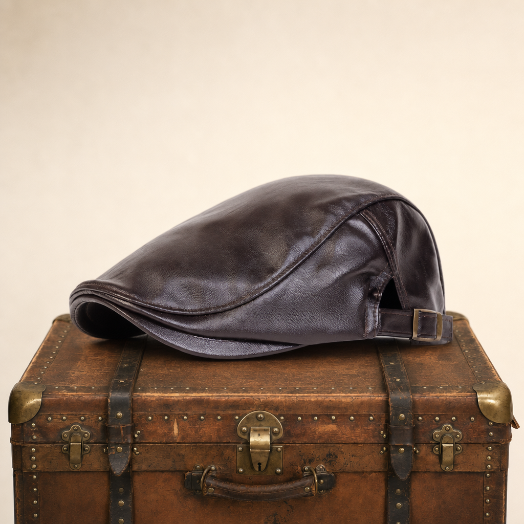 Driver cap in leather — FAKENHAM