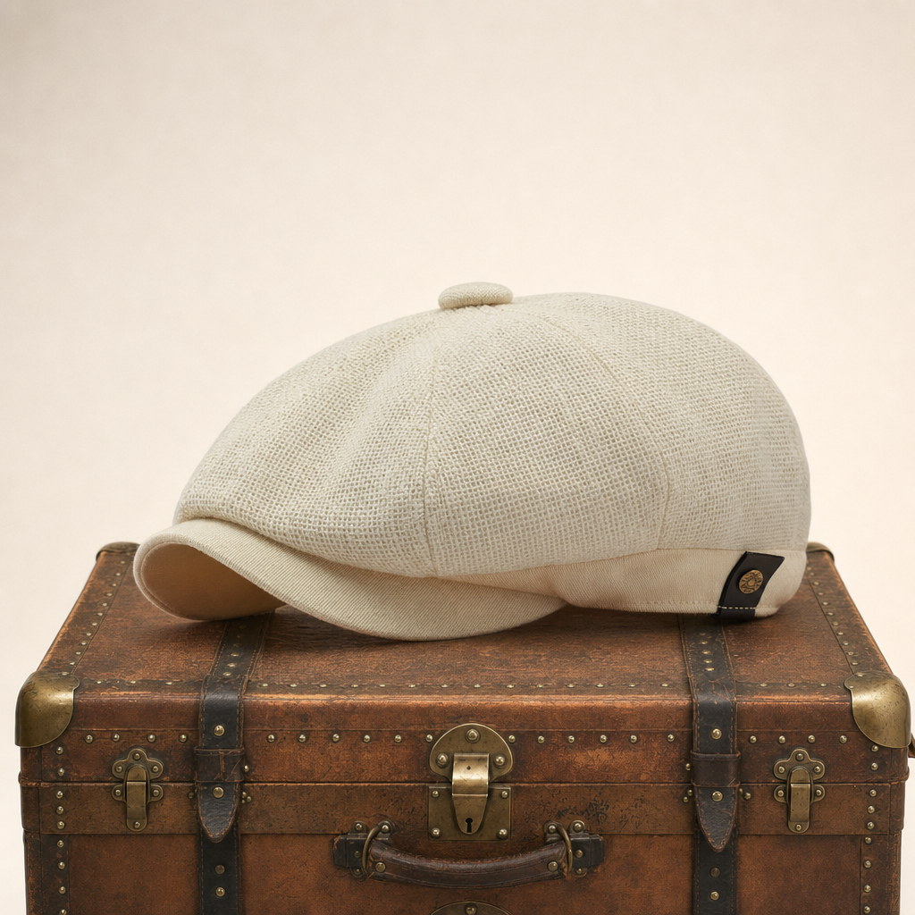 Flat cap in linen — MALMESBURY